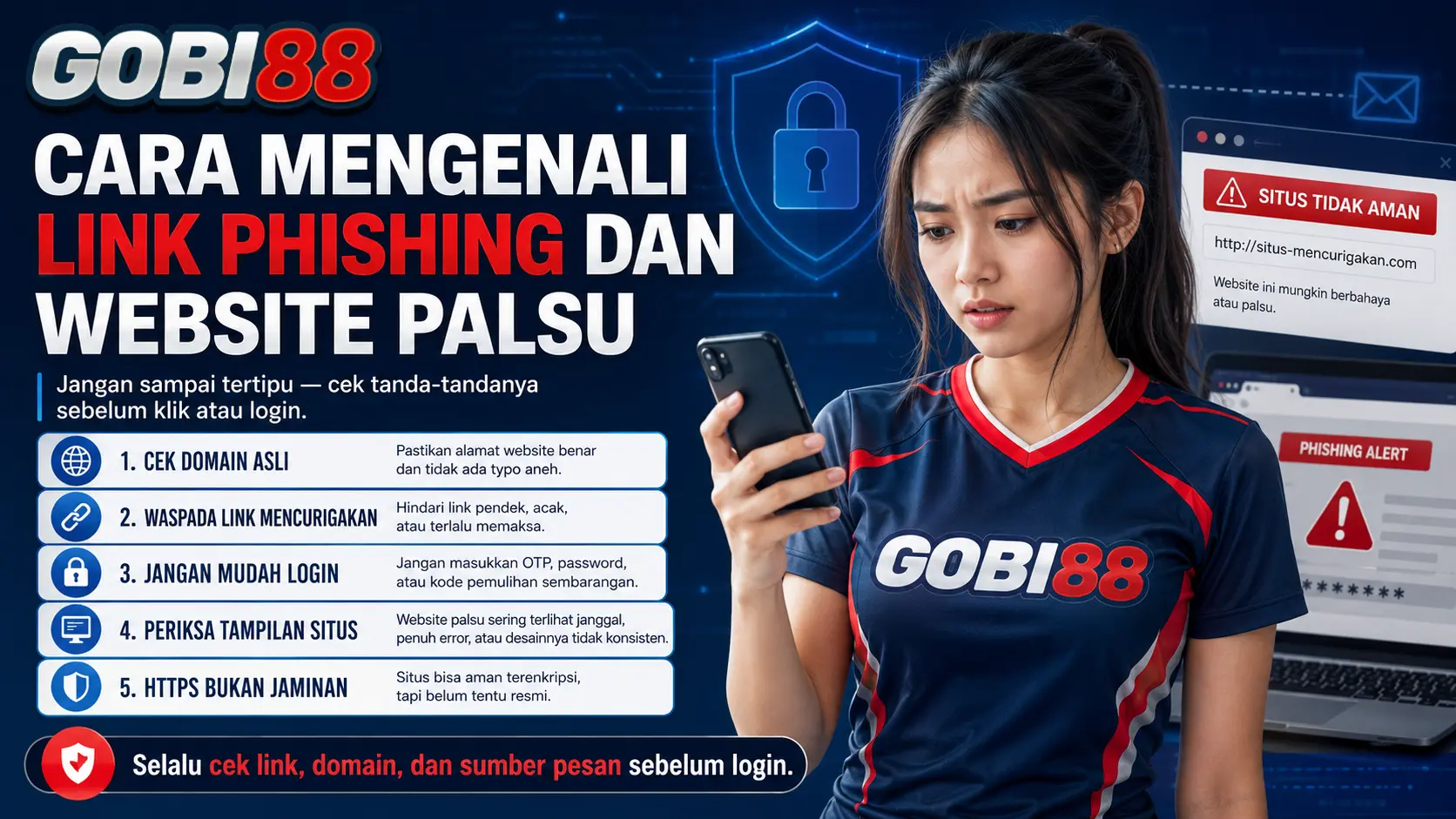 Panduan mengenali link phishing dan website palsu yang mengatasnamakan GOBI88