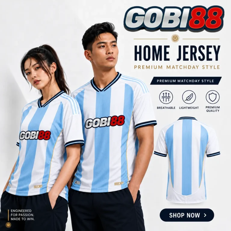Jersey sepak bola Argentina home GOBI88 untuk pria dan wanita