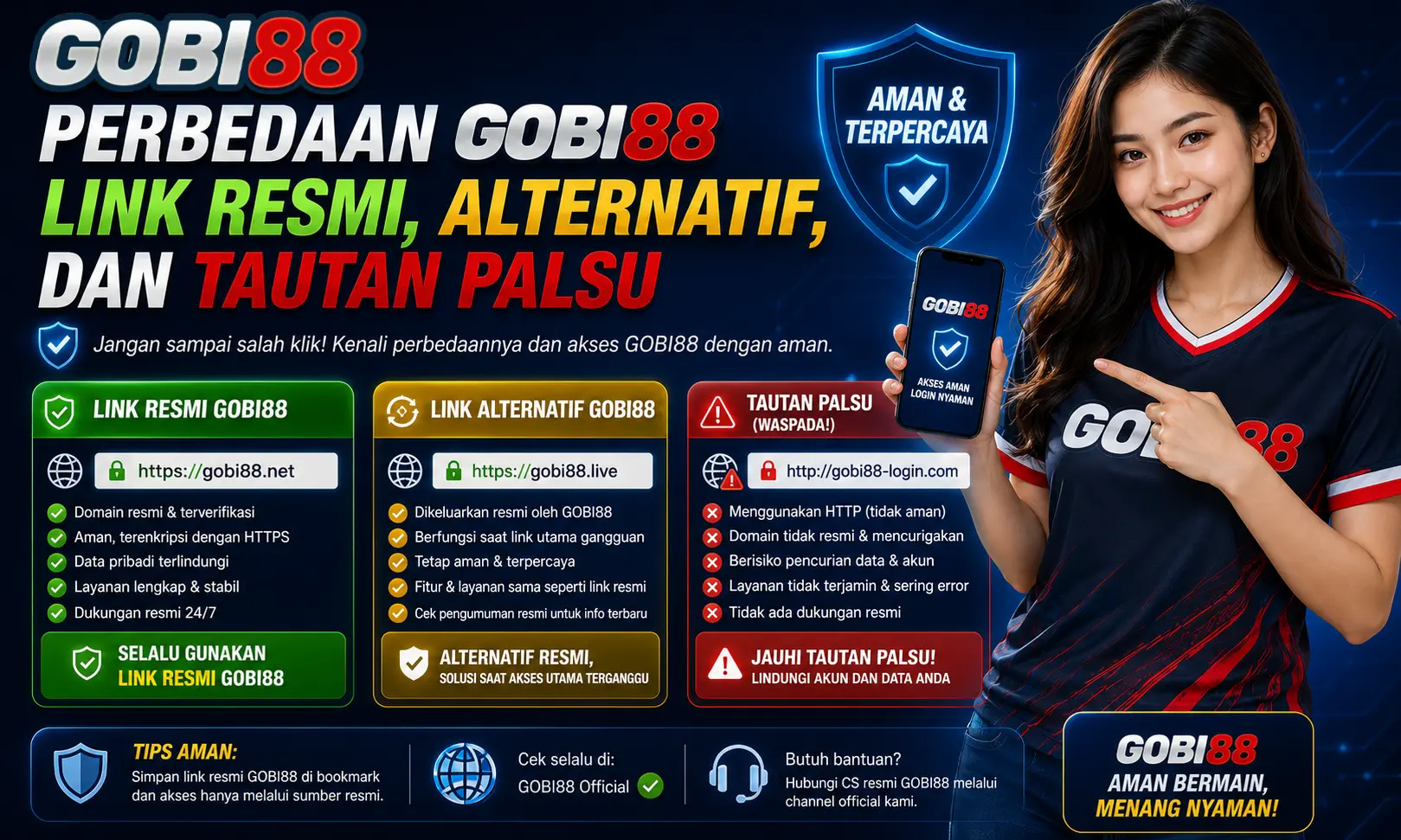 Perbedaan link resmi, link alternatif, dan tautan palsu yang mengatasnamakan GOBI88