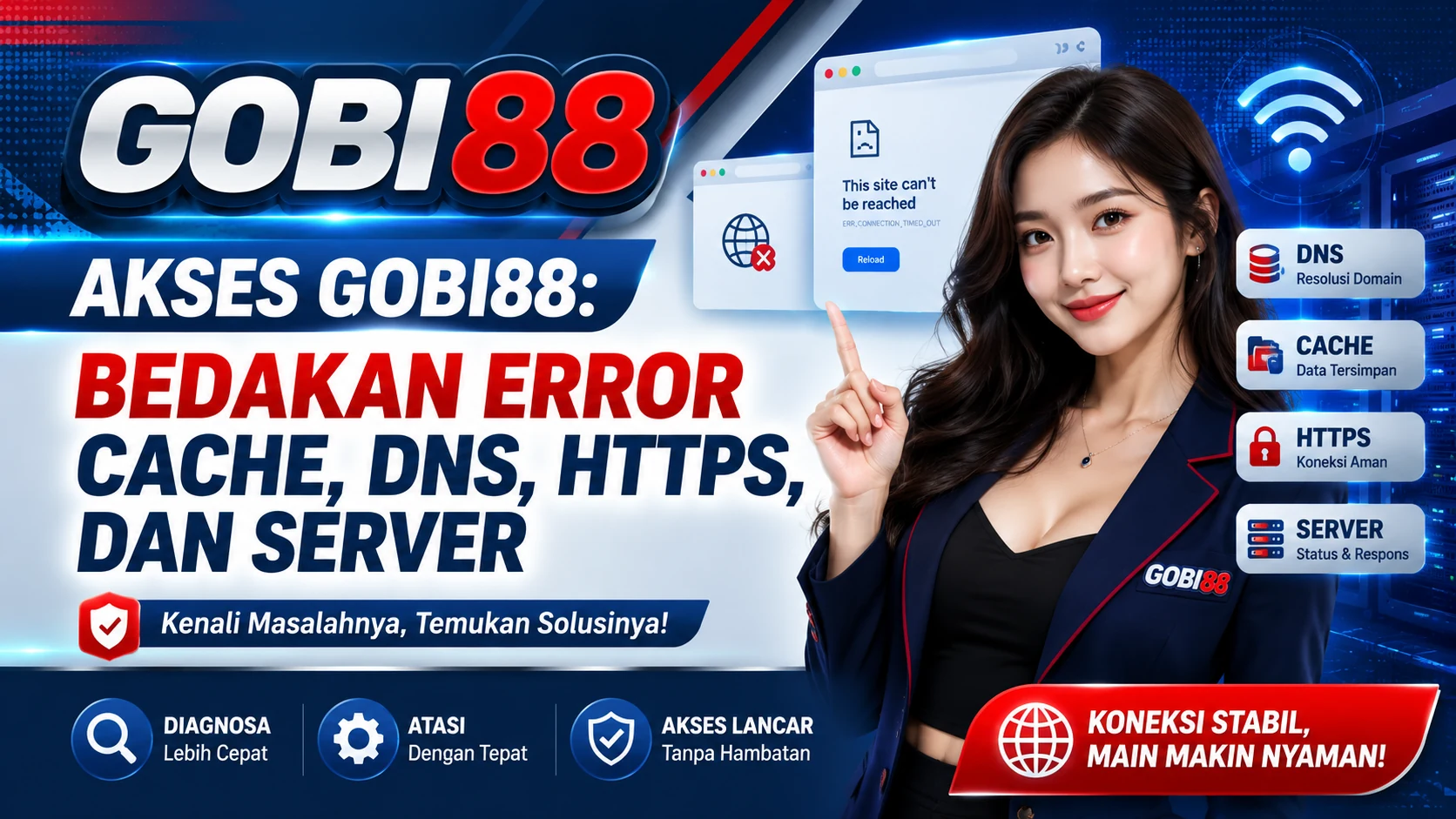 Ilustrasi Akses GOBI88 untuk membedakan error cache, DNS, HTTPS, dan server