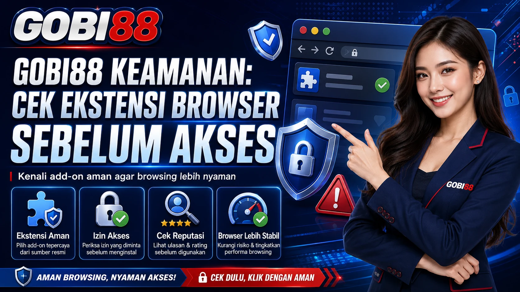 Ilustrasi GOBI88 Keamanan untuk memeriksa ekstensi browser sebelum akses