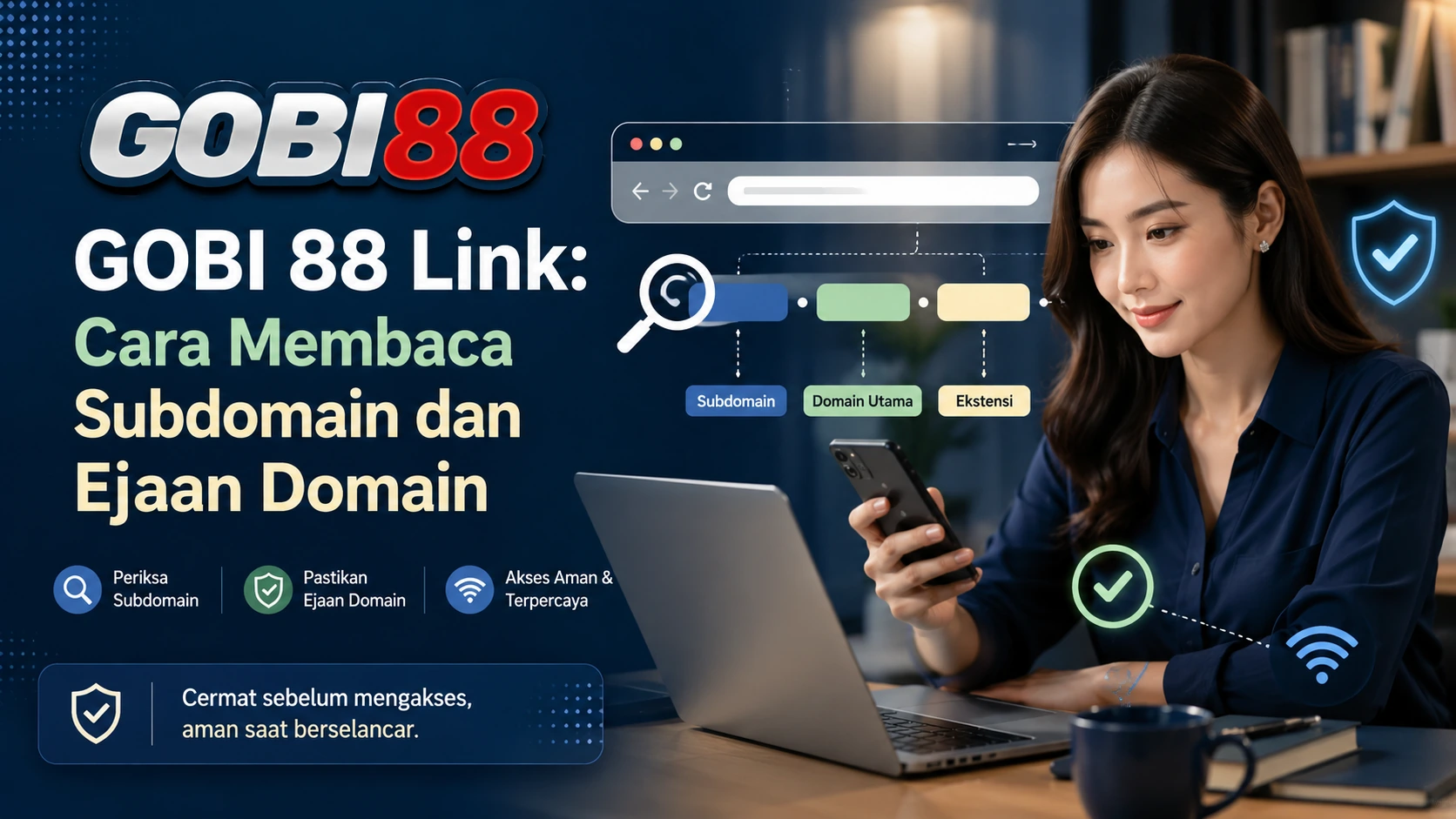 Ilustrasi cara membaca subdomain dan ejaan domain GOBI 88 Link