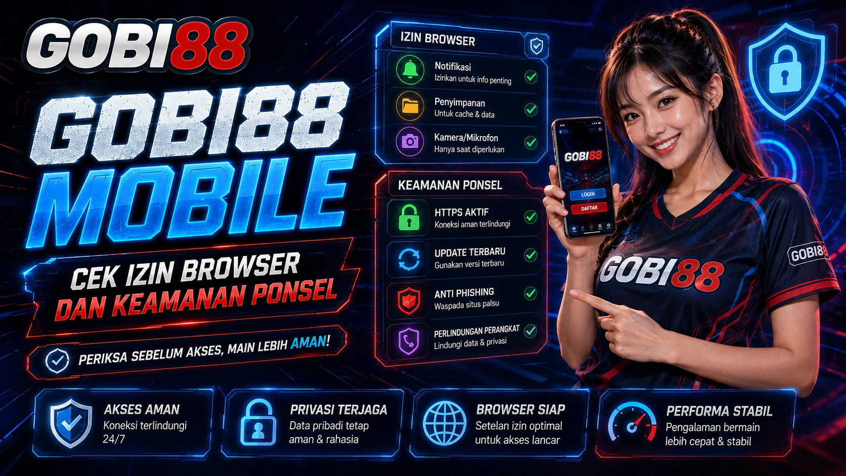 Ilustrasi GOBI88 Mobile untuk memeriksa izin browser dan keamanan ponsel